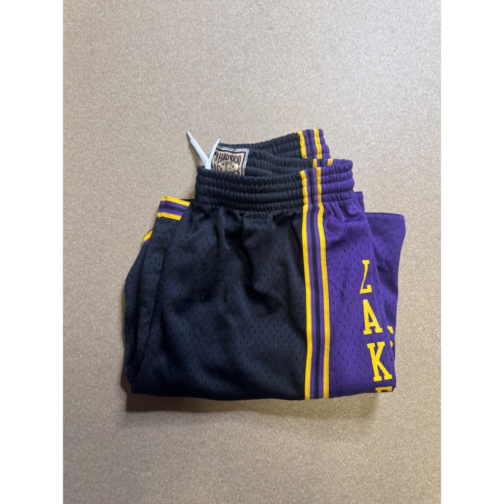 NBA Hardwood Classics Los Angeles Lakers Shorts‎ Black Purple Gold Mens XL 18/20